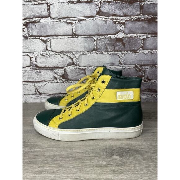RENZO DERBY Elijah John Yarra (PH) Aevolo Green Leather Yellow Lace Sneakers 40 - Picture 6 of 16